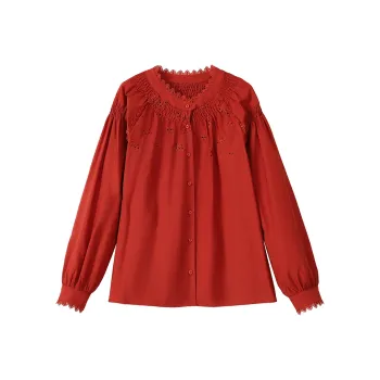 Ning Cai Yuer Shirt Women's Berry Red