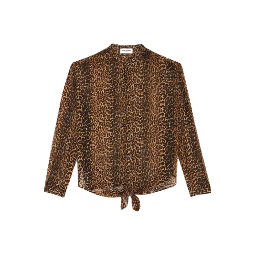 SAINT LAURENT Leopard Print Sheer Shirt