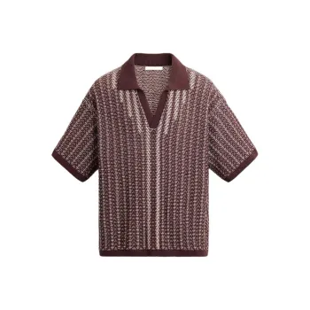 ZARA Polo Shirts Men Burgundy Red