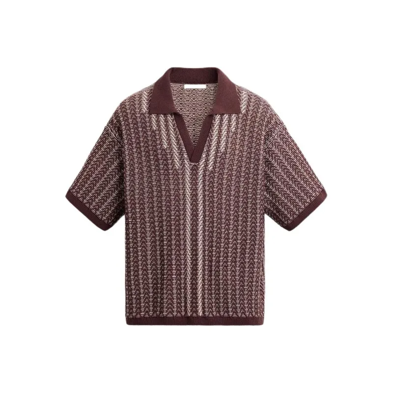 ZARA Polo Shirts Men Burgundy Red-0
