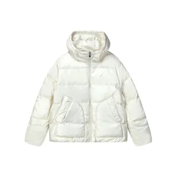 FILA Letter Hooded Cropped Down Jacket Women's Heron White