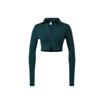 Reebok Classics Long Sleeve Top Polo Shirt Women's Forest Green