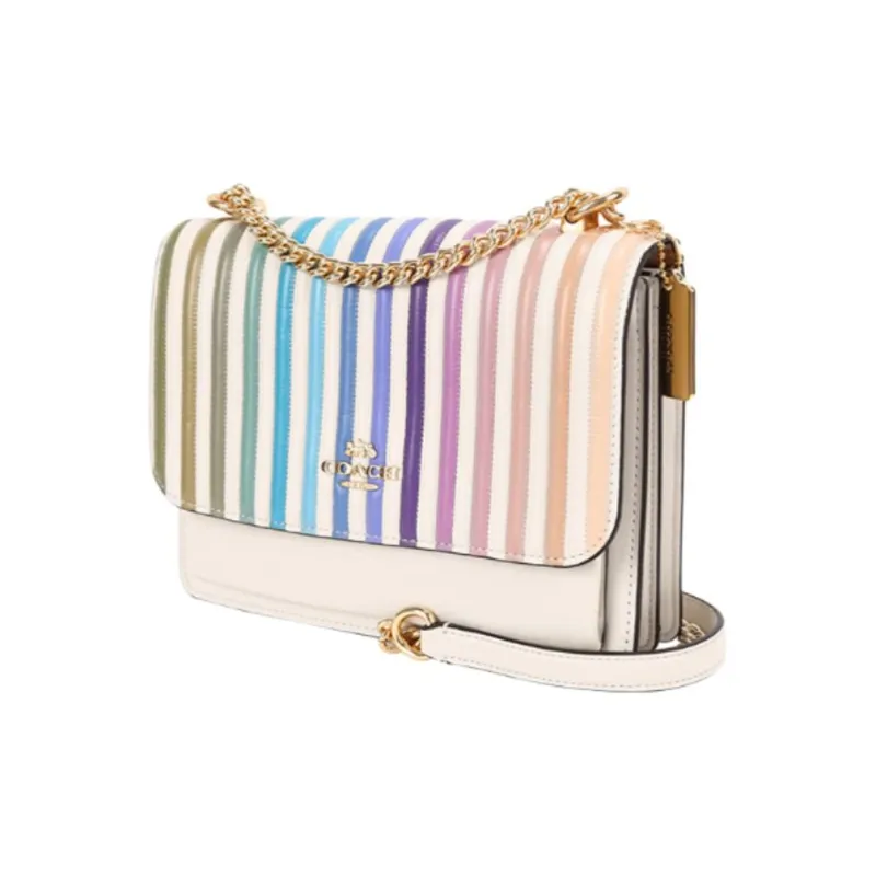 COACH Klare Leather Rainbow Shoulder Bag Small Size Women's Ecru-1