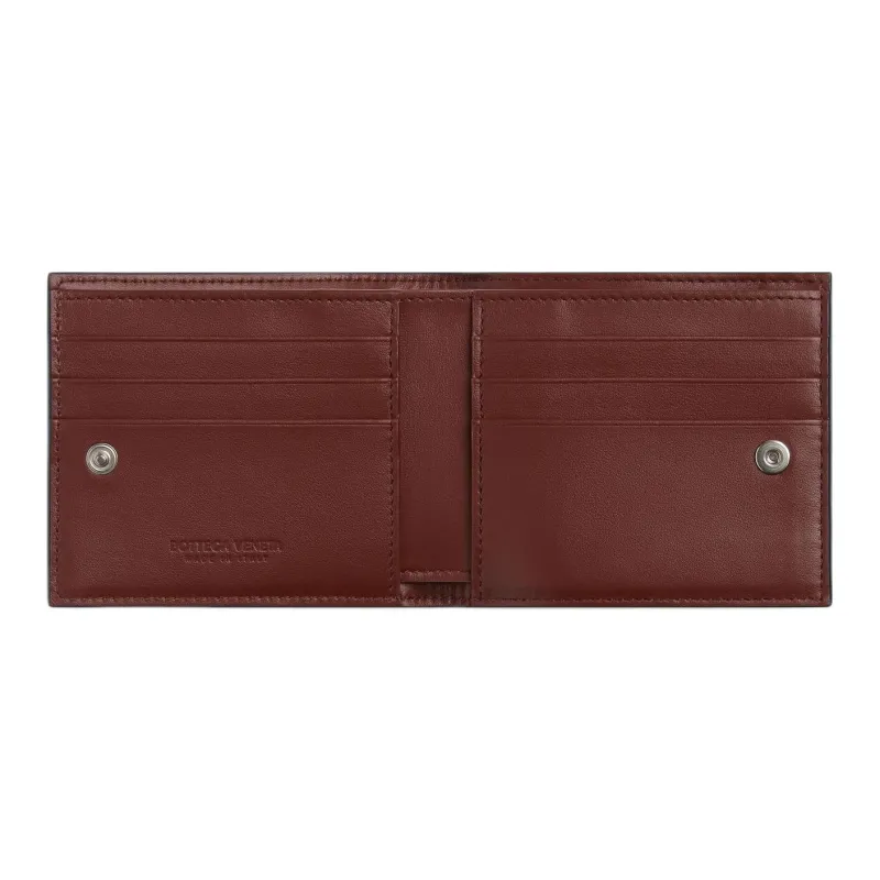 Bottega Veneta CASSETTE Cow Leather Wallet Trumpets Men's Space Blue & Sapele Red-2