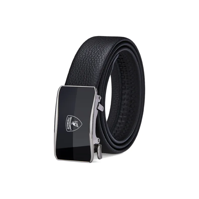 Automobili Lamborghini Cow Leather Belts Men's Gunmetal 3.5cm-0
