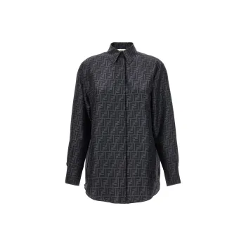 FENDI FF logo Print Silk Shirt