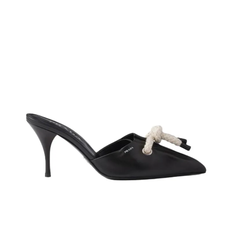PRADA Slip Resistant Closed Toe Slippers 8.5cm Women's Black-1