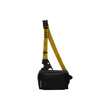OFF WHITE Leather, Polyester, Nylon, Acrylic Crossbody Bag, Sling Bag Men's Black