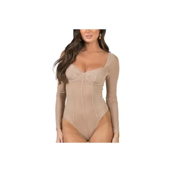 PRINCESS POLLY LEONIE BODYSUIT Bodysuits Women's BEIGE/Beige