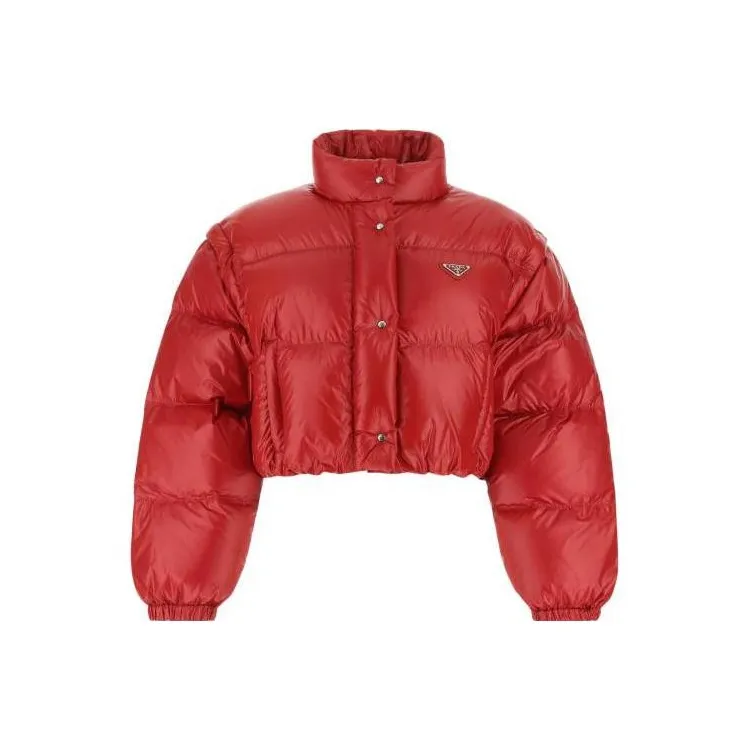 PRADA FW22 Solid Color Stand Collar Loose Fit Down Jacket Women's Red-0