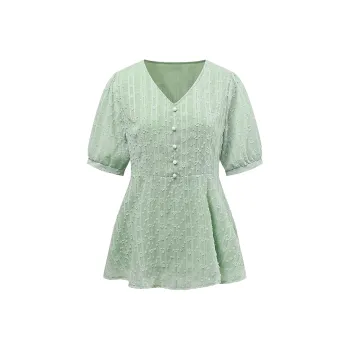 Mapping Chiffon Shirts Women's Light Green