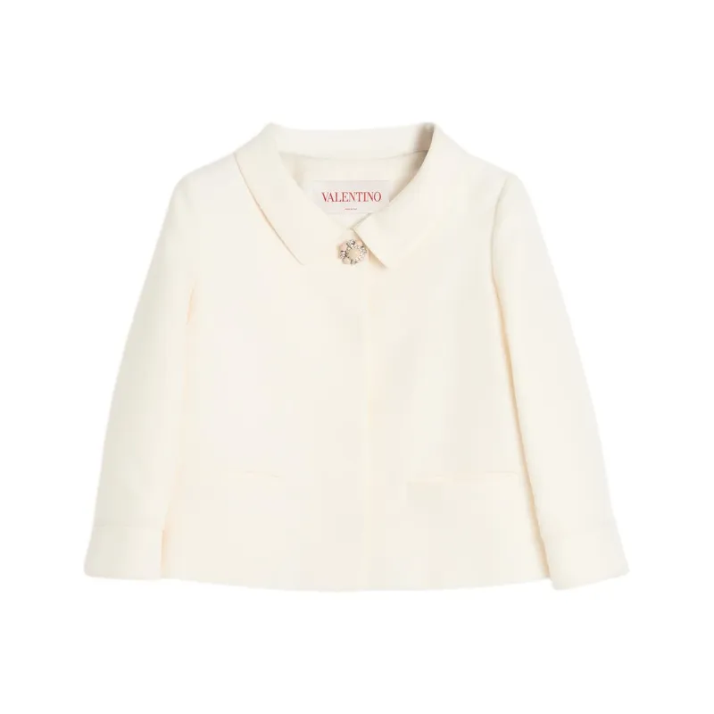 Valentino Bead Embellished Straight Hem Jacket-0