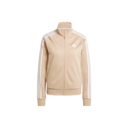 Adidas Primegreen Essentials Warm Up Slim 3 Stripes Track Jacket Retro Sports Jackets & Coats Women's Khaki