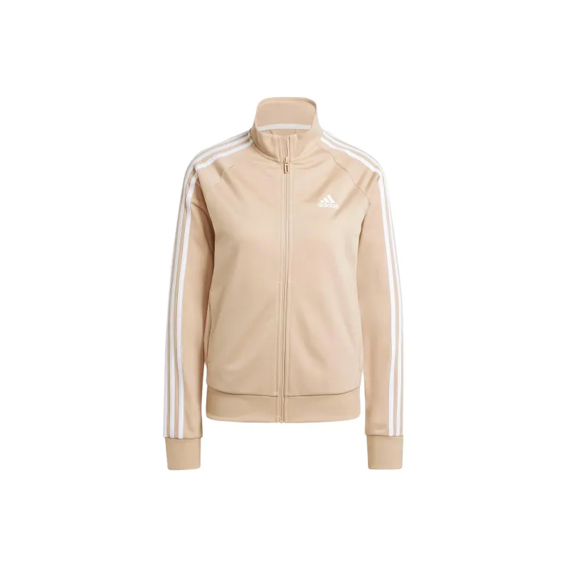Adidas Primegreen Essentials Warm Up Slim 3 Stripes Track Jacket Retro Sports Jackets & Coats Women's Khaki-0