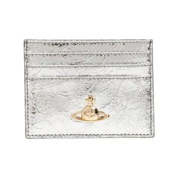 Vivienne Westwood Cow Leather Card Holder Women's Silver