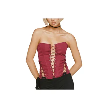 PRINCESS POLLY EDEN LACE UP CORSET Strapless Top Women's Red/Red