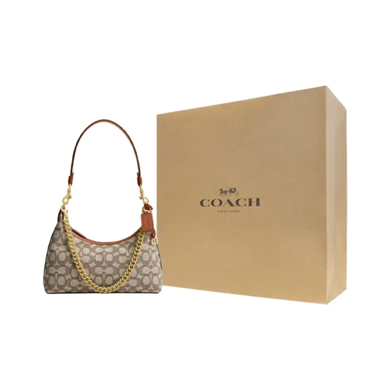 COACH Juliet Fabric Cow Leather Patchwork Crossbody Bag Shoulder Bag Medium Size Women's Cocoa Polished-6