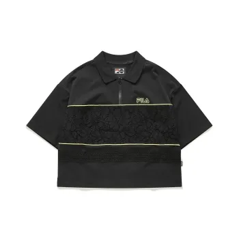 FILA FUSION Drop Shoulder Sleeve T Shirt Women's Pitch Black