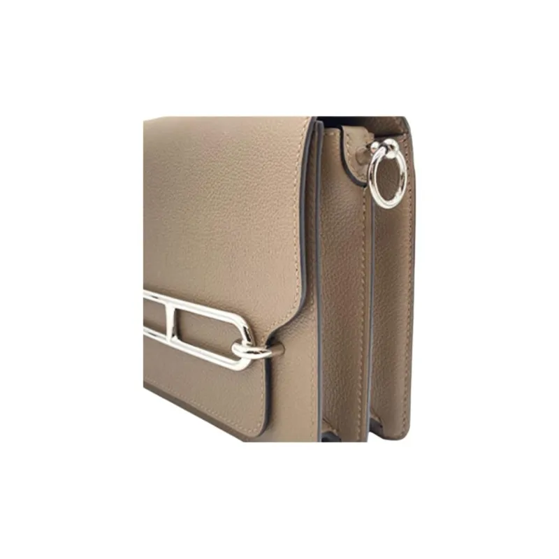HERMES Roulis Leather Handheld Shoulder Bag Crossbody Bag Mini Women's D0 Beige De Weimar Milk Tea Brown-4