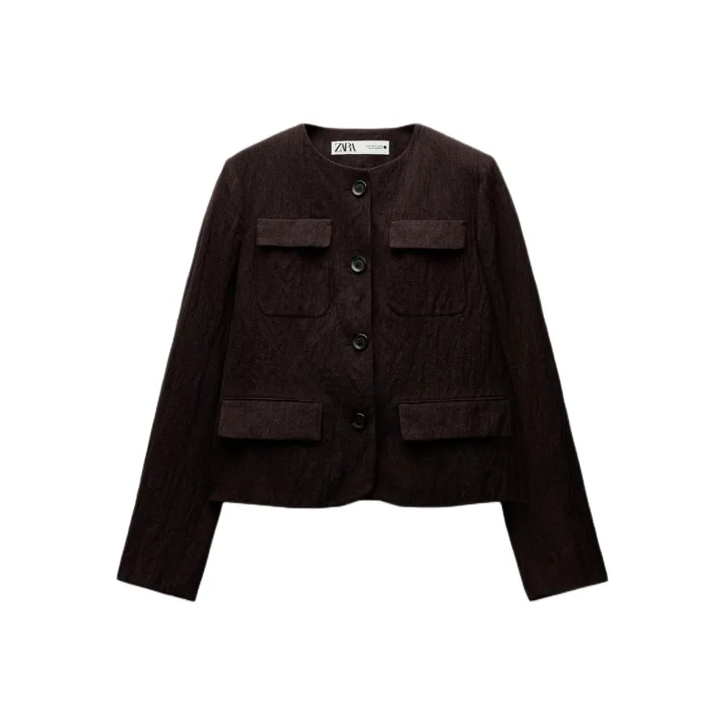 ZARA ZW Series Jackets Coats Women's Chocolate-0