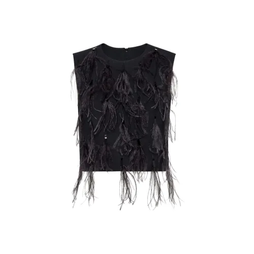Brunello Cucinelli Feather Detailed Sleeveless Crewneck Top