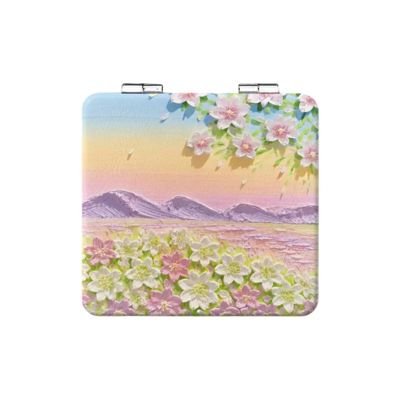 MENGNI Hand Drawn Color Oil Painting Make Up Mirrors Portable Pocket Foldable Double Sided Mirror-5