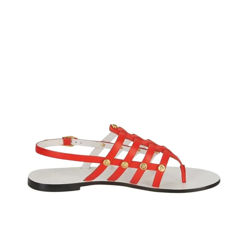 FANSIZHE One Strap Sandals Women's Red-1