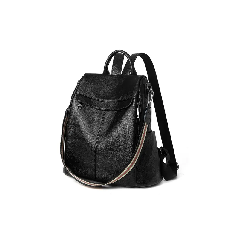 VANDEE Microfiber With Cow Leather Backpack Women's Black-6