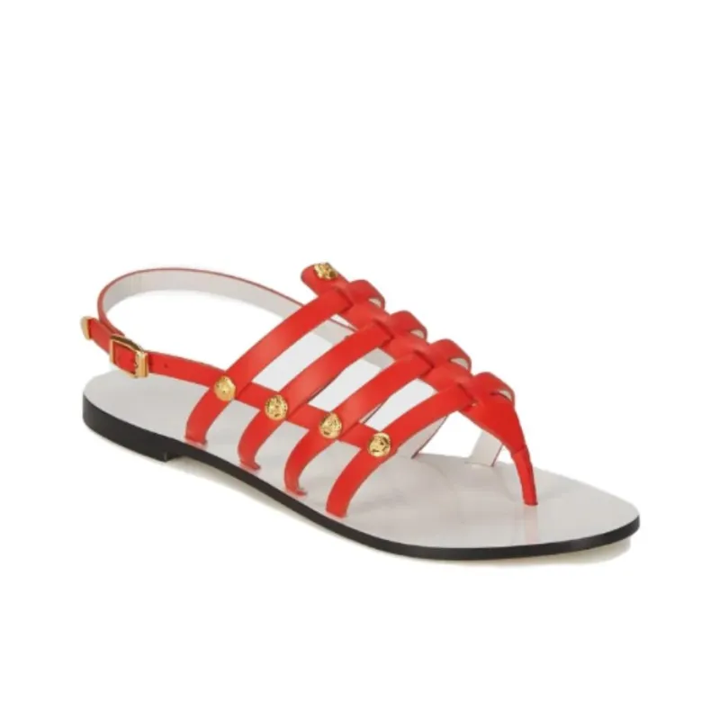 FANSIZHE One Strap Sandals Women's Red-3