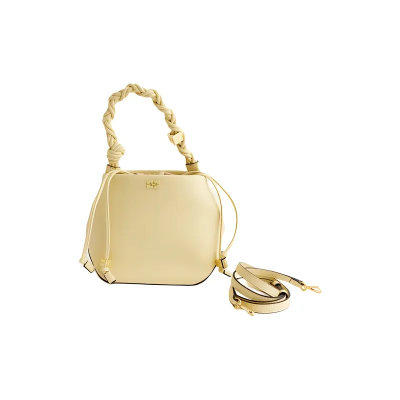 GANNI Recycled Leather With Polyurethane And Polyester Bucket Bag Handbag Women's Beige-2