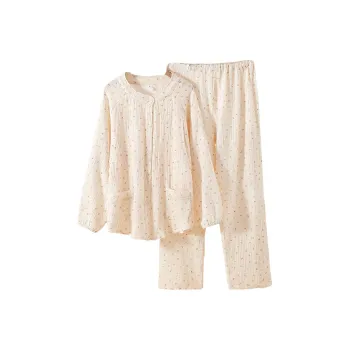FARO Pajama Set Women's Beige Butterfly Small Flower