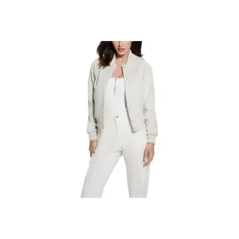 GUESS Signature Flight Jacket Jackets Coats Women's White