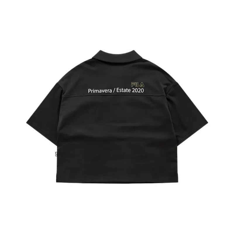 FILA FUSION Drop Shoulder Sleeve T Shirt Women's Pitch Black-1