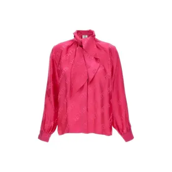 Vetements Monogram Detailed Tie Neck Blouse