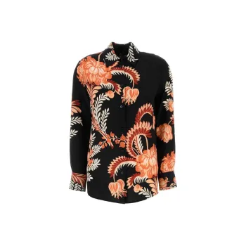 ETRO Floral Printed Curved Hem Shirt