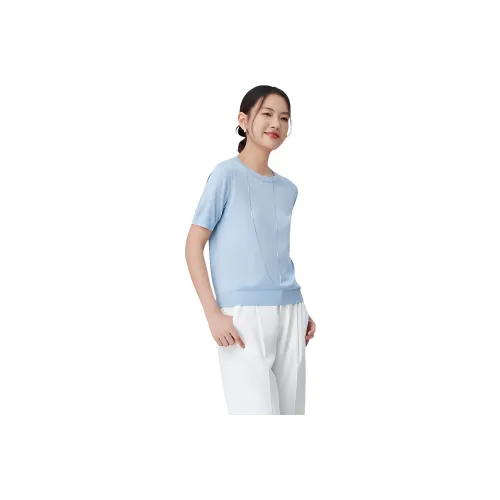 MIHUANG T Shirt Women's Light Lake Blue