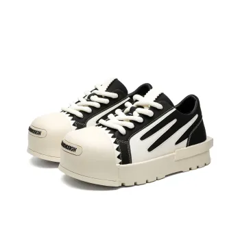 Voguhomme Breathable Height Increase Low Top Skateboard Shoes Unisex Black White
