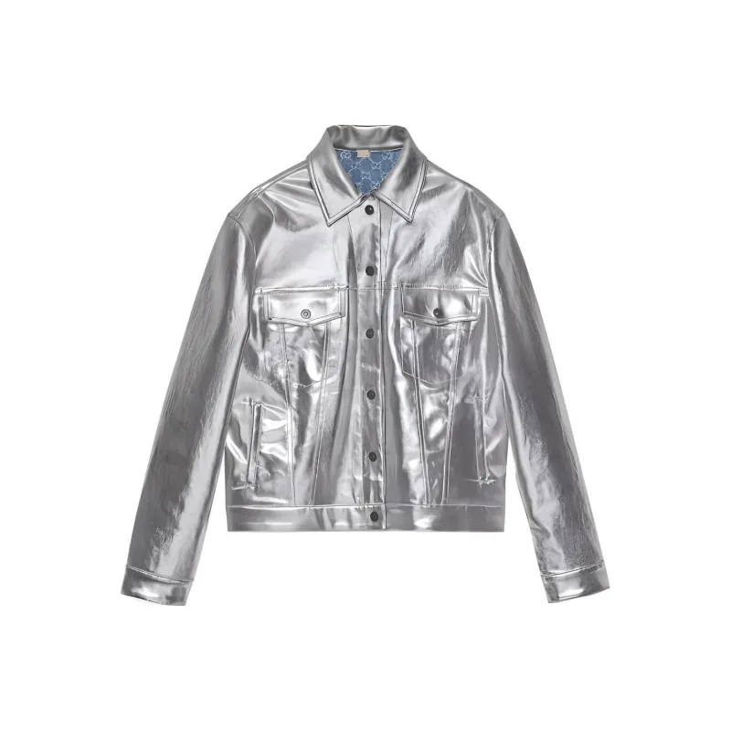 GUCCI Gg Metallic Denim Jacket-0