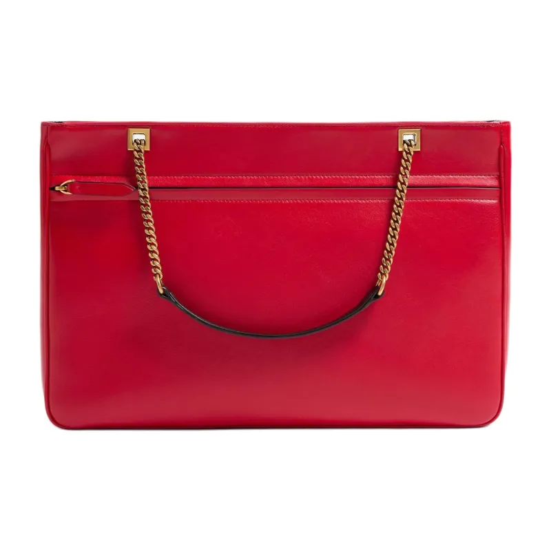 Valentino Cow Leather Shoulder Bag Medium Size Women's Red & Black-3