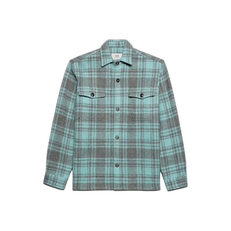 Ami Paris Checked Buttoned Up Overshirt-0