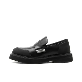 Kaltendin Preppy Style Couple Versatile Comfortable Commute Metal Accessories Loafers 4cm Unisex Black