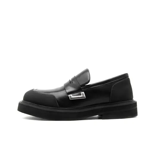 Kaltendin Preppy Style Couple Versatile Comfortable Commute Metal Accessories Loafers 4cm Unisex Black