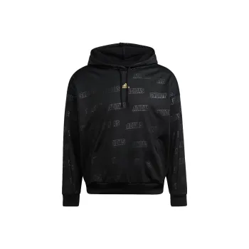 Adidas Embossed Monogram Fleece Hoodie Sweatshirt Women's Black
