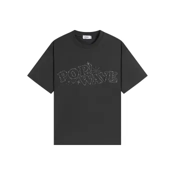 POPWAVE T Shirt Unisex Dark Gray Sparkling Rhinestone Top