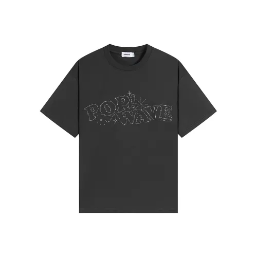 POPWAVE T Shirt Unisex Dark Gray Sparkling Rhinestone Top
