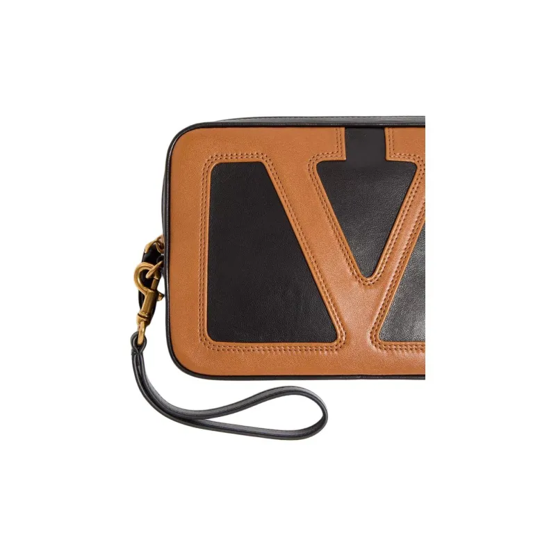 Valentino Sheepskin Clutch Men's Black & Brown-4
