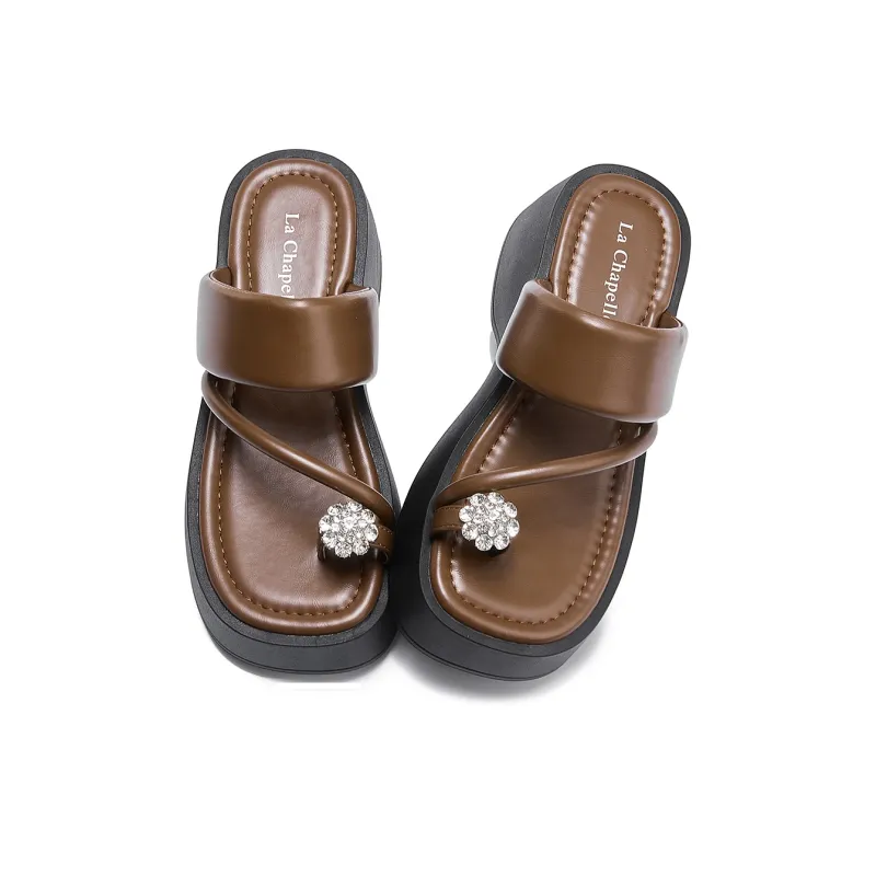La Chapelle Slide Slippers Women's Brown-1