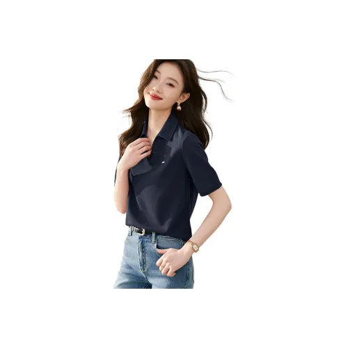 Mo Han Yi Mei Polo Shirt Women's Navy Blue