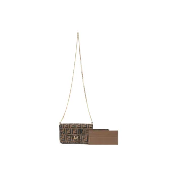 FENDI Leather Chain Wallet, Envelope Bag, Crossbody Bag, Shoulder Bag Women's Brown