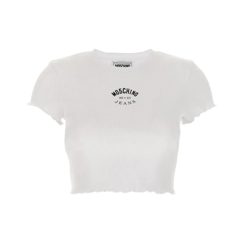 MOSCHINO Cropped Ribbed T Shirt-0